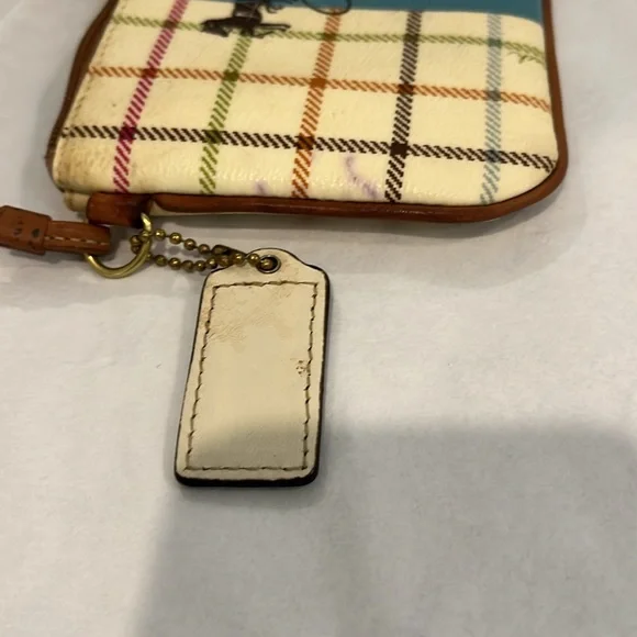 Coach Plaid Wristlet in Cream and Blue - Picture 12 of 12